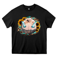 Black Sunflower Leopard Hedgehog Heavy Core Tee - Jasminsmagicworld