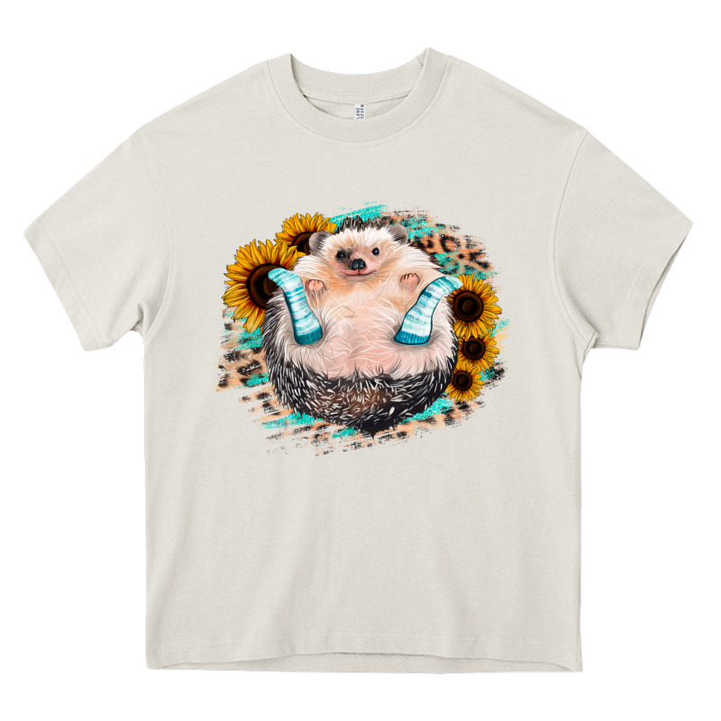 Sunflower Leopard Hedgehog Heavy Core Tee by Jasminsmagicworld | Teevron