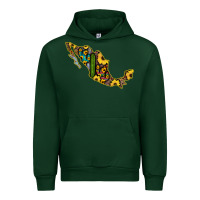 Forest Green Guerrero Mexico Serape Cactus Sunflower Map Urban Hoodie - RanaPortraitStore