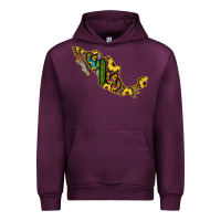 Mauve Wine Guerrero Mexico Serape Cactus Sunflower Map Urban Hoodie - RanaPortraitStore