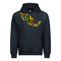 Navy Guerrero Mexico Serape Cactus Sunflower Map Urban Hoodie - RanaPortraitStore
