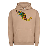 Pigment Burro Guerrero Mexico Serape Cactus Sunflower Map Urban Hoodie - RanaPortraitStore