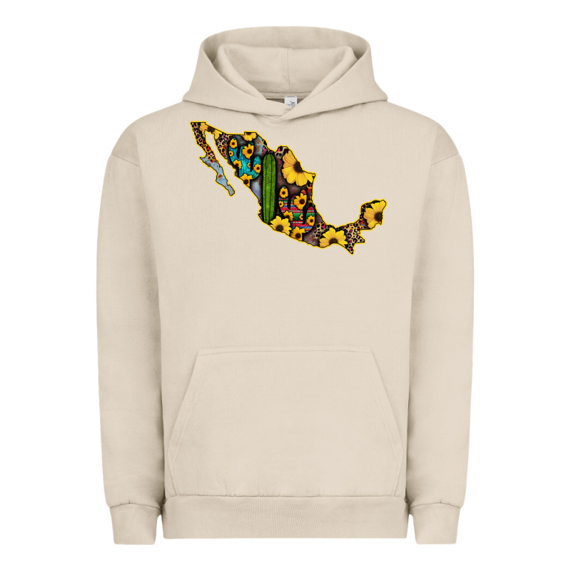 Guerrero Mexico Serape Cactus Sunflower Map Urban Hoodie by RanaPortraitStore | Teevron