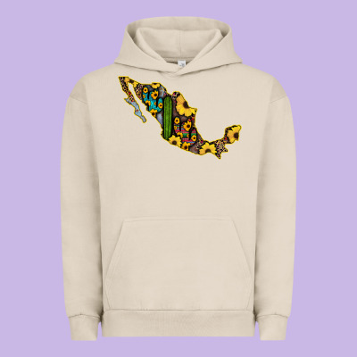 Guerrero Mexico Serape Cactus Sunflower Map Urban Hoodie Designed By Ranaportraitstore