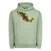 Pigment Oil Green Guerrero Mexico Serape Cactus Sunflower Map Urban Hoodie - RanaPortraitStore