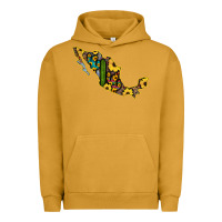 Pigment Peanut Butter Guerrero Mexico Serape Cactus Sunflower Map Urban Hoodie - RanaPortraitStore