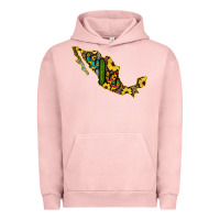 Pigment Salmon Guerrero Mexico Serape Cactus Sunflower Map Urban Hoodie - RanaPortraitStore