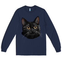 Navy Bombay Cat Face Long Sleeve Tee - LillyAllenDesigns