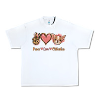 White Peace Love Chihuahua Urban Heavy Tee - Jasminsmagicworld