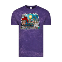 Cloud Purple Happy Easter Vintage Tee - CowhideDigitalArt