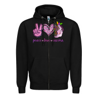 Black Peace Love Unicorn Zipper Hoodie - Jasminsmagicworld
