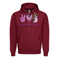 Burgundy Peace Love Unicorn Zipper Hoodie - Jasminsmagicworld