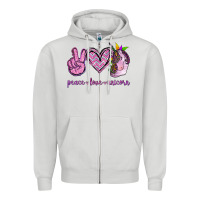 Dove Grey Peace Love Unicorn Zipper Hoodie - Jasminsmagicworld