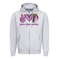 Heather Grey Peace Love Unicorn Zipper Hoodie - Jasminsmagicworld