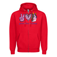 Red Peace Love Unicorn Zipper Hoodie - Jasminsmagicworld