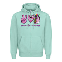 Seafoam Peace Love Unicorn Zipper Hoodie - Jasminsmagicworld