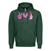 Sports Green Peace Love Unicorn Zipper Hoodie - Jasminsmagicworld