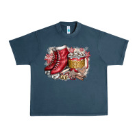 Midnight Navy Christmas Ice Skating Urban Heavy Tee - CowhideDigitalArt
