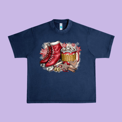 Christmas Ice Skating Urban Heavy Tee Designed By Cowhidedigitalart