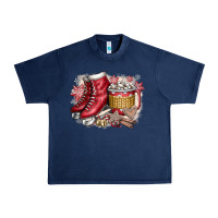 Navy Christmas Ice Skating Urban Heavy Tee - CowhideDigitalArt