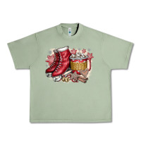 Oil Green Christmas Ice Skating Urban Heavy Tee - CowhideDigitalArt
