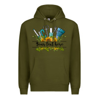 Army Green customize nail tools with sunflower preview Premium Hoodie - BarkalooDesign