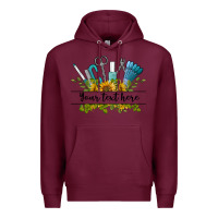 Burgundy customize nail tools with sunflower preview Premium Hoodie - BarkalooDesign