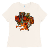 Bone happy fall texas Ladies Tee - CowhideDigitalArt