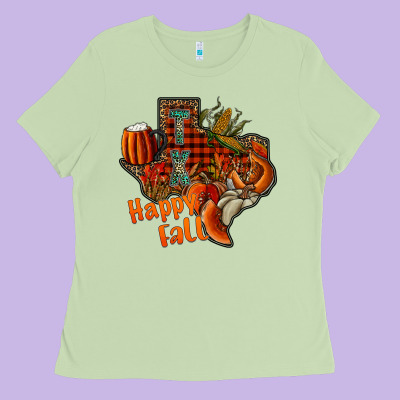 Happy Fall Texas Ladies Tee Designed By Cowhidedigitalart
