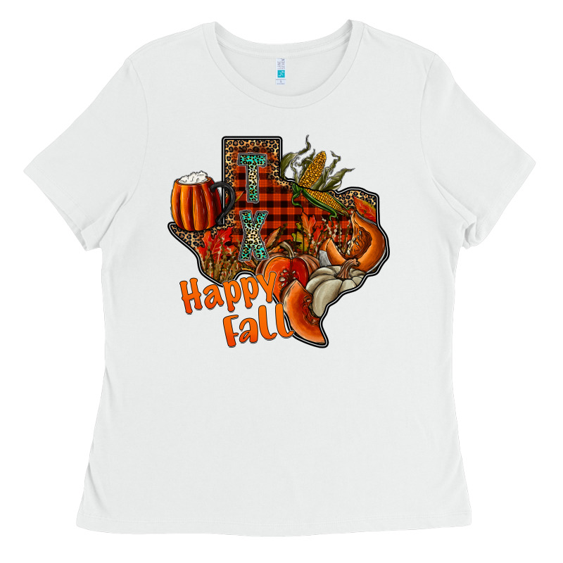 Happy Fall Texas Ladies Tee by CowhideDigitalArt | Teevron