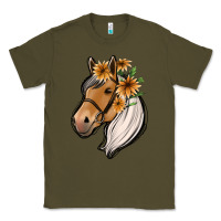 Army Green floral horse Classic Tee - Jasminsmagicworld