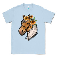 Dusty Blue floral horse Classic Tee - Jasminsmagicworld