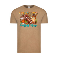 Vintage Coffee Falling Leaves Football Please Vintage Tee - CowhideDigitalArt