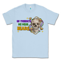 Dusty Blue On tuesdays we wear beads skull Classic Tee - FaDigitalArtStudio