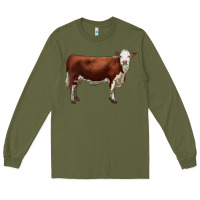 Army Green hereford cow Long Sleeve Tee - LillyAllenDesigns