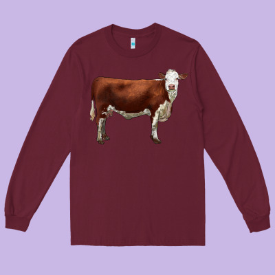 Hereford Cow Long Sleeve Tee Designed By Lillyallendesigns