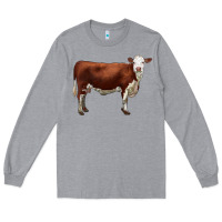 Heather Grey hereford cow Long Sleeve Tee - LillyAllenDesigns