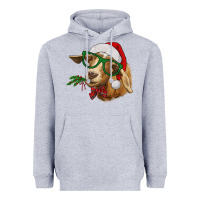 Heather Grey christmas goat Heavyweight Hoodie - RanaPortraitStore