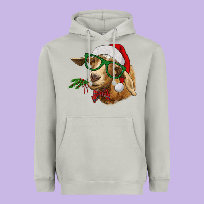Christmas Goat Heavyweight Hoodie Designed By Ranaportraitstore