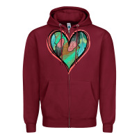 Burgundy Feather Heart Zipper Hoodie - Jasminsmagicworld