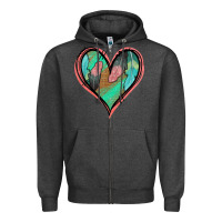 Charcoal Heather Feather Heart Zipper Hoodie - Jasminsmagicworld