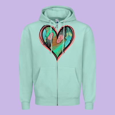 Feather Heart Zipper Hoodie Designed By Jasminsmagicworld