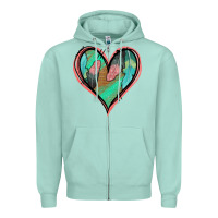 Seafoam Feather Heart Zipper Hoodie - Jasminsmagicworld