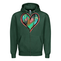 Sports Green Feather Heart Zipper Hoodie - Jasminsmagicworld