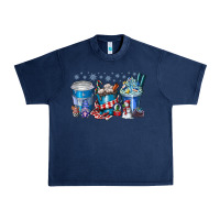 Navy Christmas Coffee Urban Heavy Tee - CowhideDigitalArt