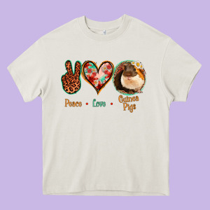 Peace Love Guinea Pigs Heavy Core Tee Designed By Jasminsmagicworld