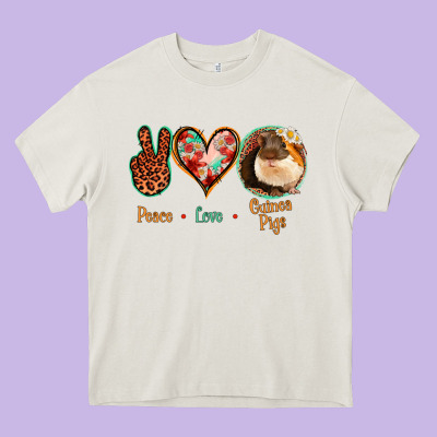 Peace Love Guinea Pigs Heavy Core Tee Designed By Jasminsmagicworld
