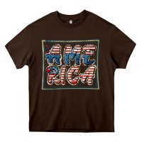 Chocolate Brown America Heavy Core Tee - FaDigitalArtStudio