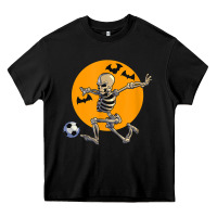 Black skeleton soccer player funny halloween blood moon Heavy Core Tee - DesignPulse