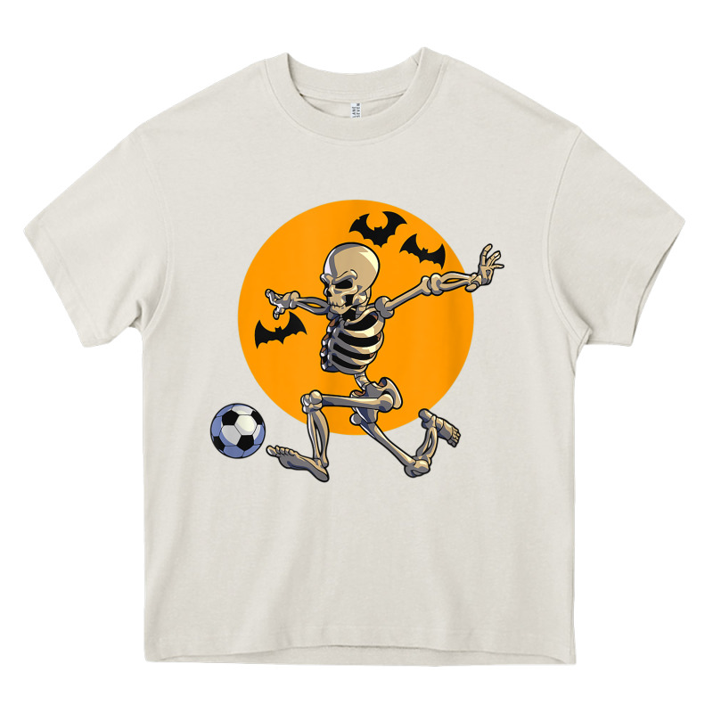 Skeleton Soccer Player Funny Halloween Blood Moon Heavy Core Tee by DesignPulse | Teevron